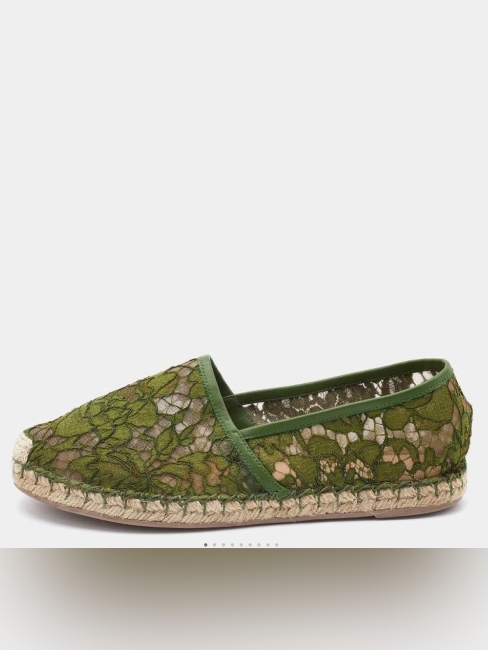 Valentino Olive Green Lace Espadrilles